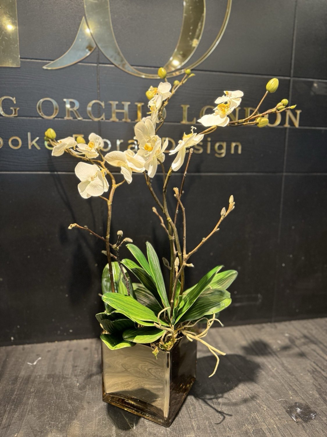 Everlasting orchid, everlasting silk flower arrangement by Dancing Orchid, North London florist